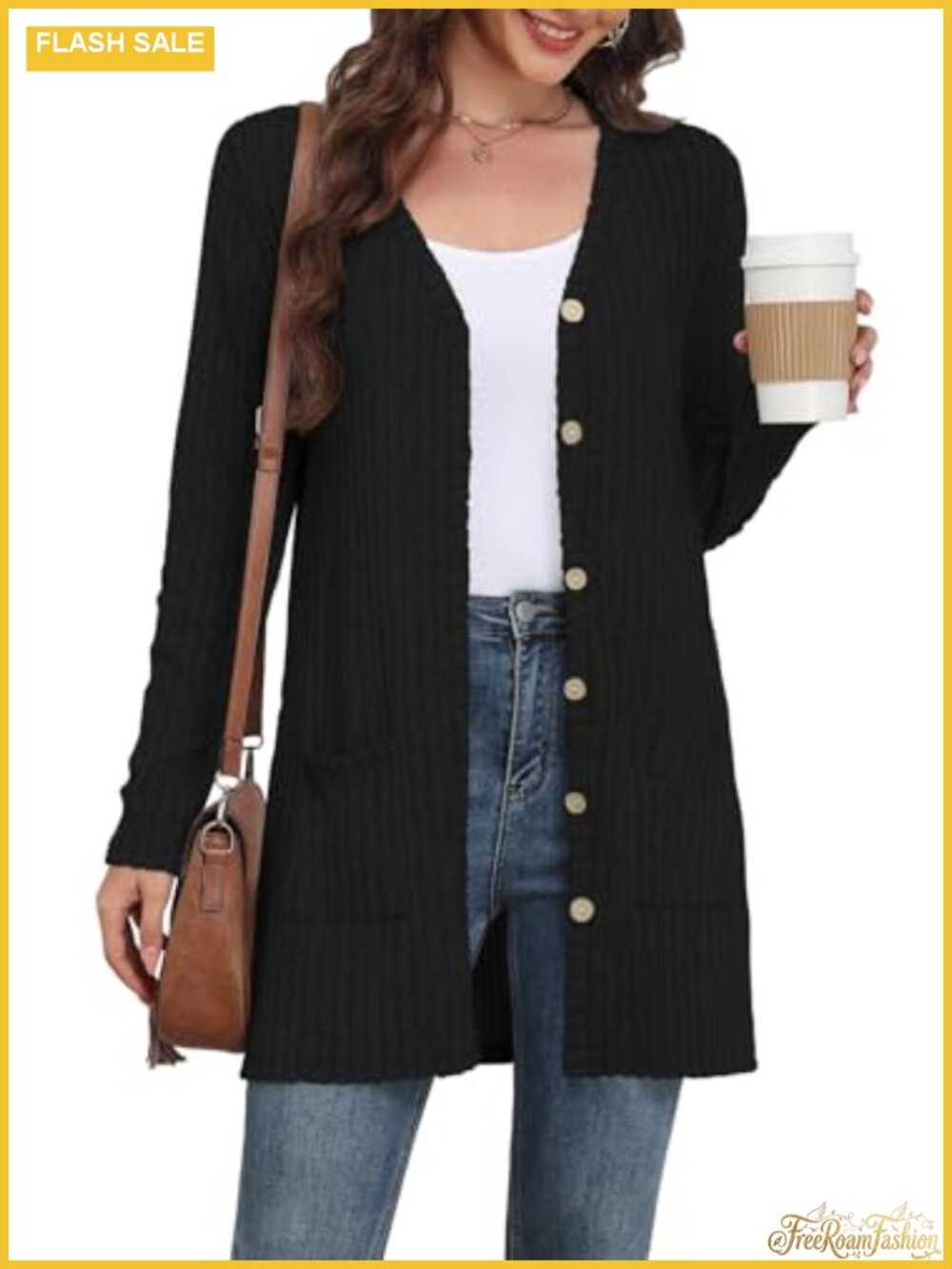 Womens Long Sleeve Lightweight Cardigan Sweater with Pockets